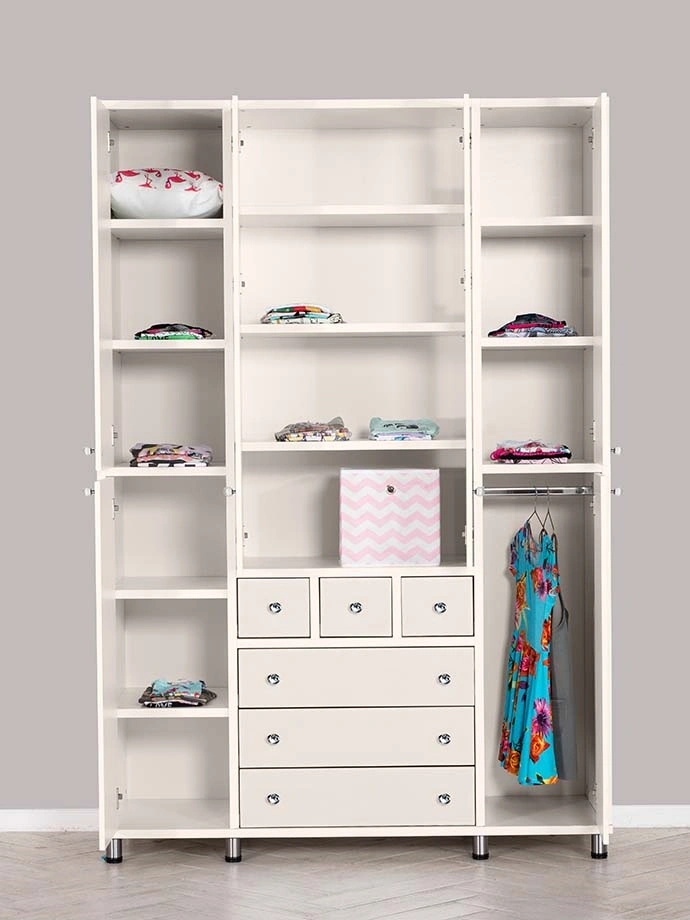 ארון ילדים מיכל 4 דלתות | צבע שמנת